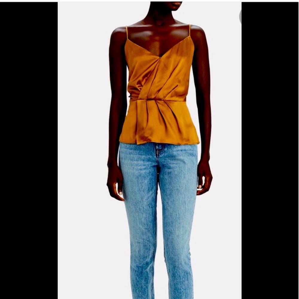 NWT L’Agence Gold Silk Wrap Top | L